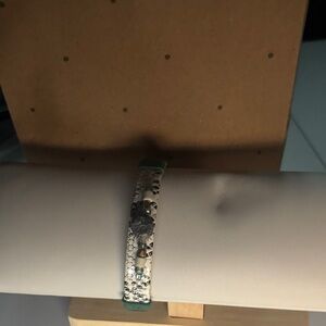 Silver and Black teal and gems Bracelet